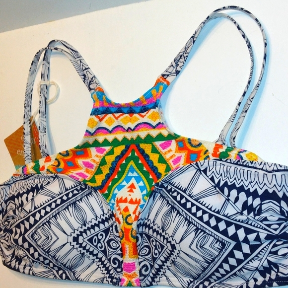 *NWOT* Beautiful Abstract Mayan Sun High Neck RIP CURL Bikini Top*10 - Picture 2 of 16